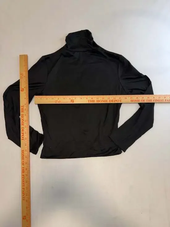 L.A. SEDUCTION Women's Black Long Sleeve Turtleneck Top - Picture 4 of 6